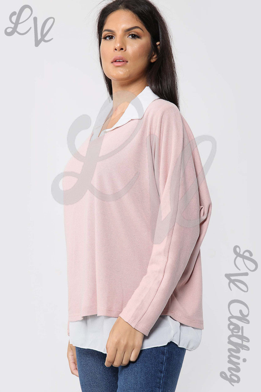 Ladies 2 Piece Layer Blouse & Top Dusty Pink - Unit Price £13.99