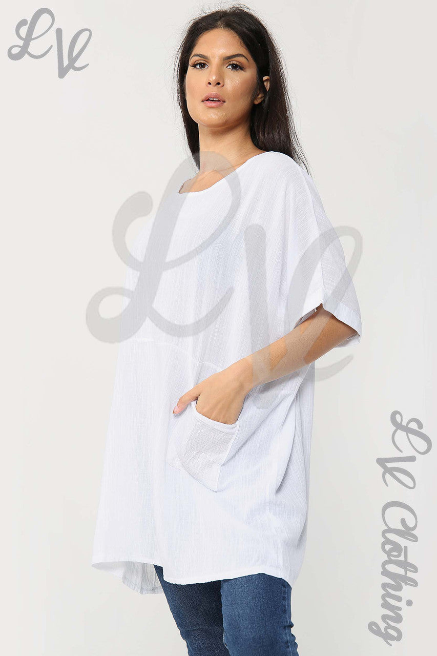 Ladies Lagenlook Shift Top White - Unit Price £11.99