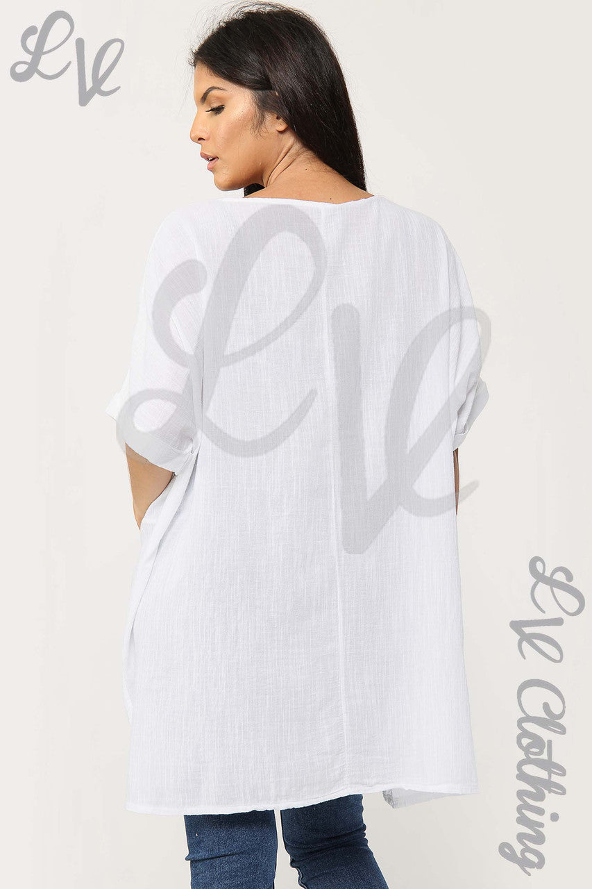 Ladies Lagenlook Shift Top White - Unit Price £11.99