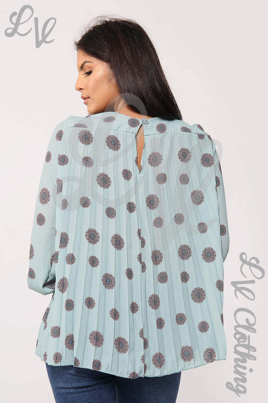 Ladies Circle Tribal Print Pleated Blouse Tiffany - Unit Price £10.99