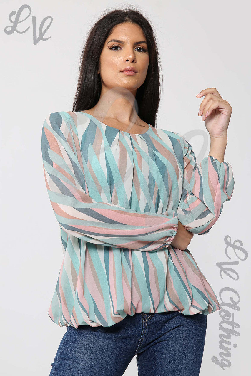 Ladies Geometric Print Blouse Tiffany - Unit Price £12.99