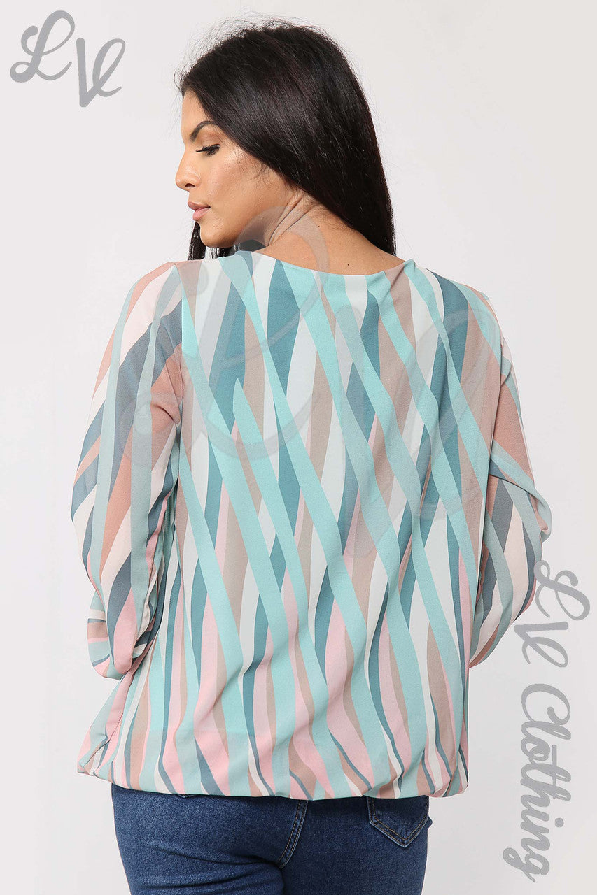 Ladies Geometric Print Blouse Tiffany - Unit Price £12.99