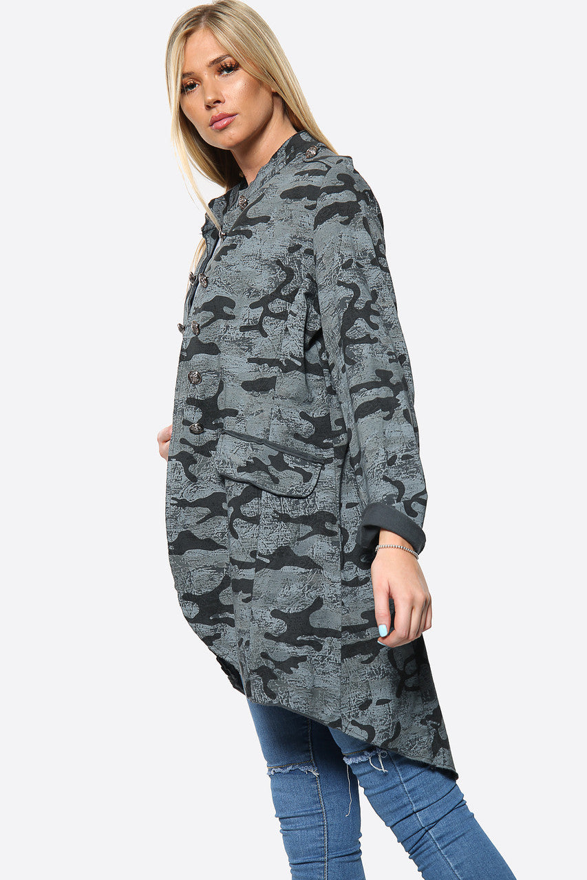 Dames Camouflage Jas Militaire Stijl Antraciet Stukprijs €16,99 NU €11,99