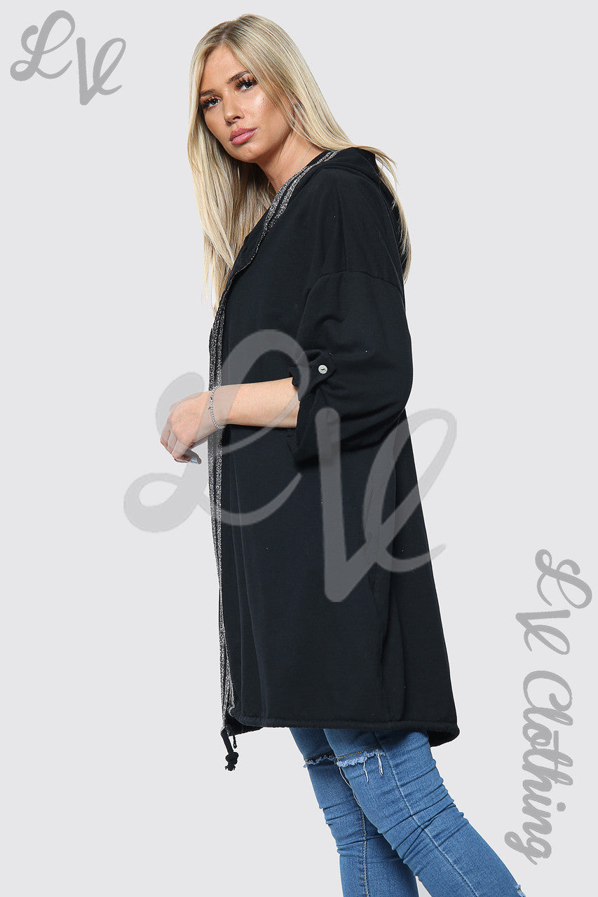 Dames Zilveren Engel Vleugelrug Vest met capuchon Zwart Stukprijs €15,99
