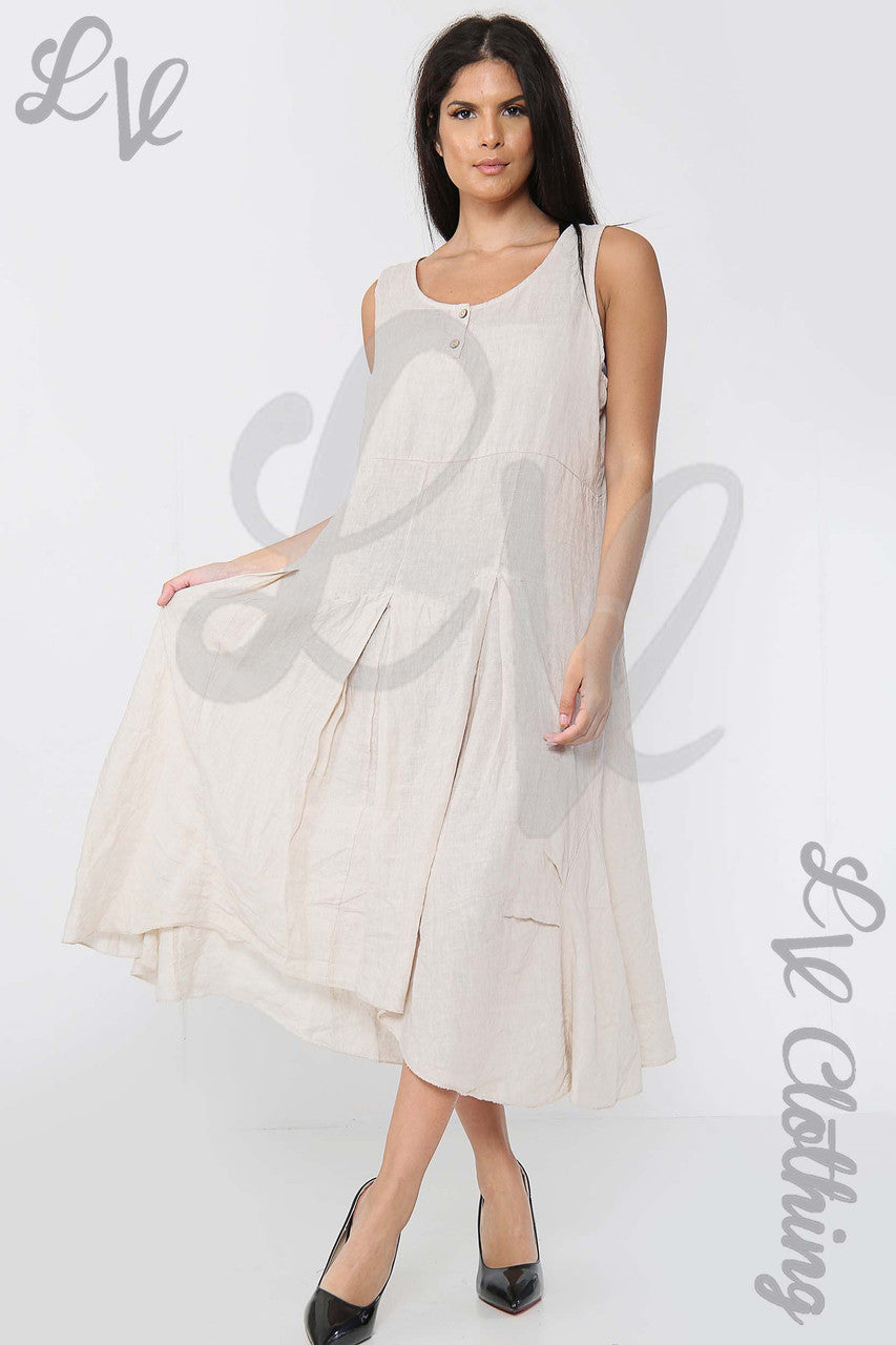 Ladies Sleeveless Dress With Pleated Bottom Detail Stone - Unit Price £19.99
