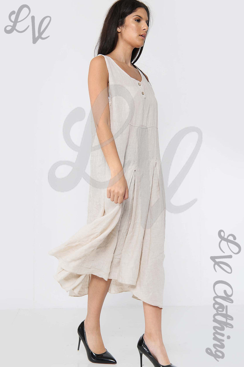 Ladies Sleeveless Dress With Pleated Bottom Detail Stone - Unit Price £19.99
