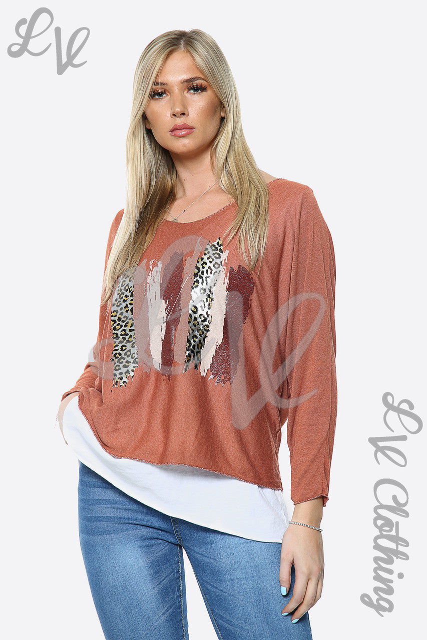 Ladies Two Layered Leopard Foil Top Rust Unit Price £10.99