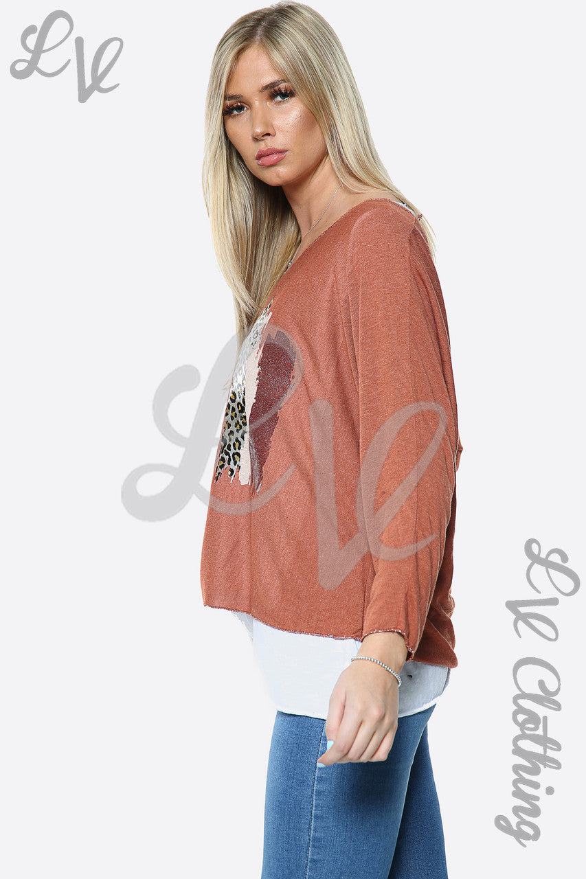 Ladies Two Layered Leopard Foil Top Rust Unit Price £10.99