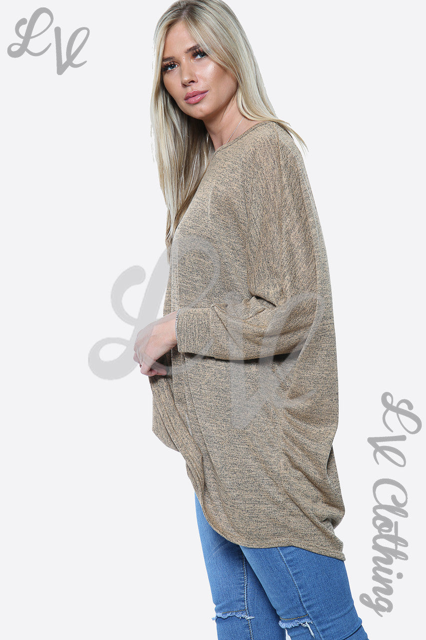 Ladies Fine Knit Oversize Jumper Top Tan Unit Price £10.99