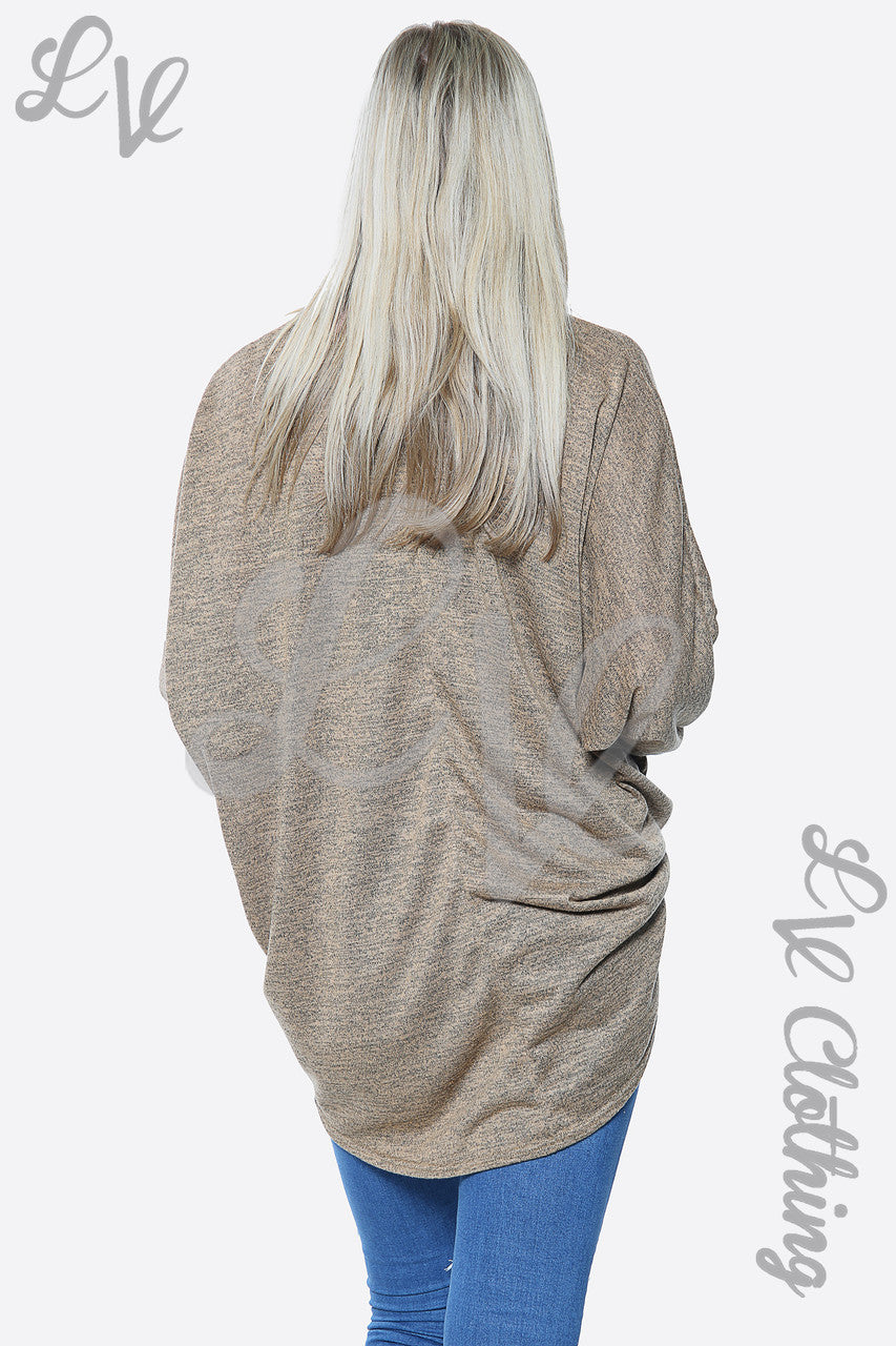 Ladies Fine Knit Oversize Jumper Top Tan Unit Price £10.99