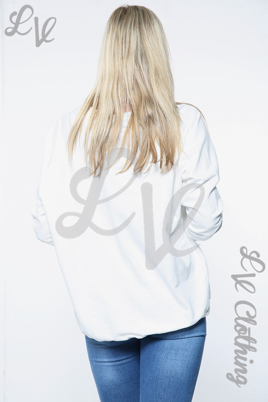 Dames Love Heart Print Top Sweatshirt Wit Stukprijs €14,99