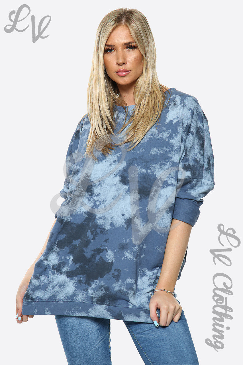 Dames Tie Dye Verfprint Top Sweatshirt Jeansstukprijs € 14,99