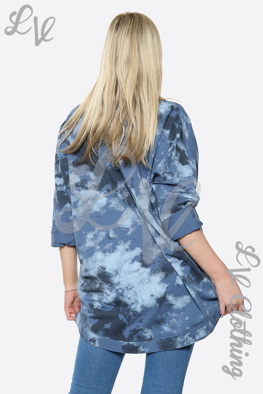 Dames Tie Dye Verfprint Top Sweatshirt Jeansstukprijs € 14,99