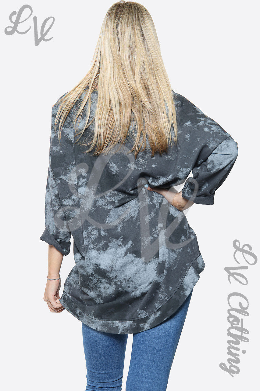 Dames Tie Dye Paint Print Top Sweatshirt Antraciet Stukprijs € 14,99