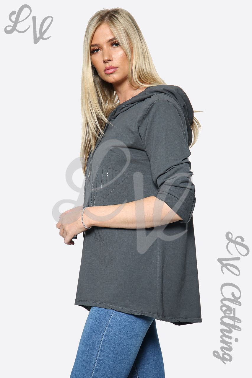Dames Silver Star Pullover met capuchon houtskool Stukprijs € 13,99