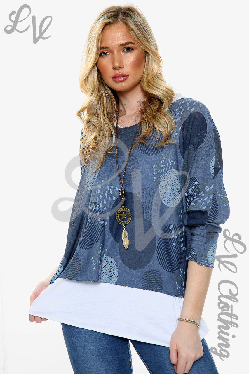 Ladies Two Layered Circle Print Necklace Top Denim Unit Price £11.99