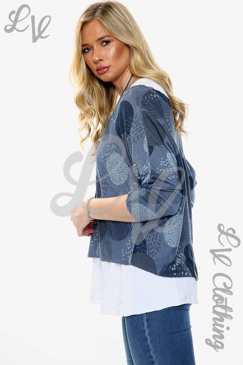 Ladies Two Layered Circle Print Necklace Top Denim Unit Price £11.99