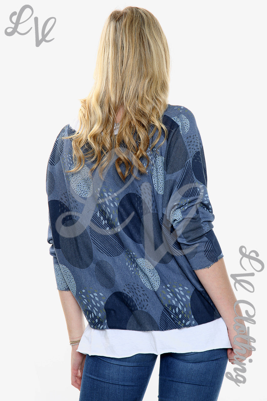 Ladies Two Layered Circle Print Necklace Top Denim Unit Price £11.99