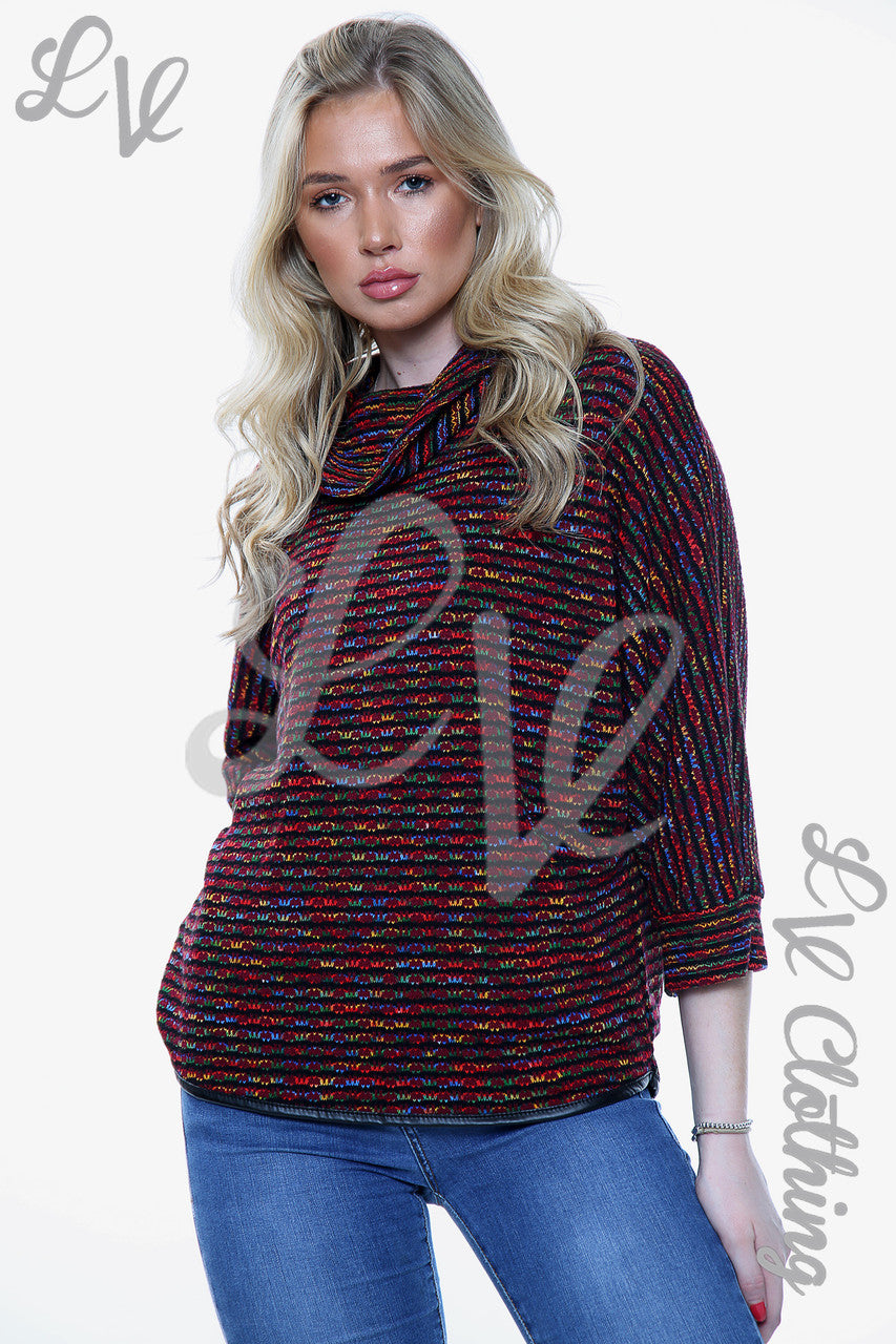 Dames Trui met Col en Strepen in Meerdere Kleuren Rood Prijs per eenheid £11.99