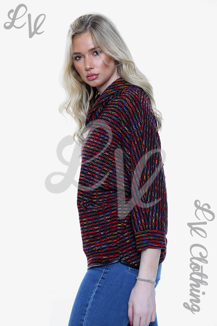 Dames Trui met Col en Strepen in Meerdere Kleuren Rood Prijs per eenheid £11.99