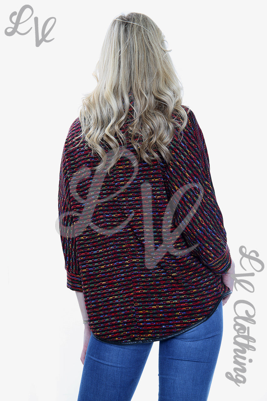 Dames Trui met Col en Strepen in Meerdere Kleuren Rood Prijs per eenheid £11.99