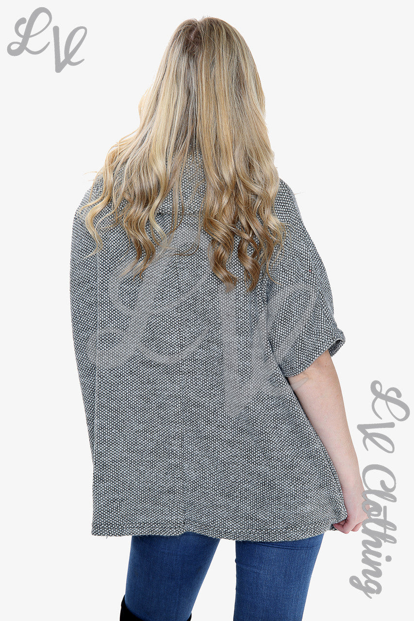 Ladies Cowl Neck Front Pocket Jumper Silver Unit Price £14.99