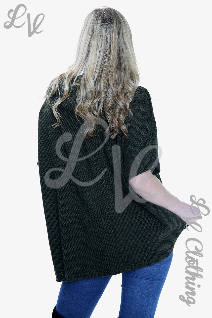 Ladies Cowl Neck Front Pocket Jumper Khaki Unit Price £14.99