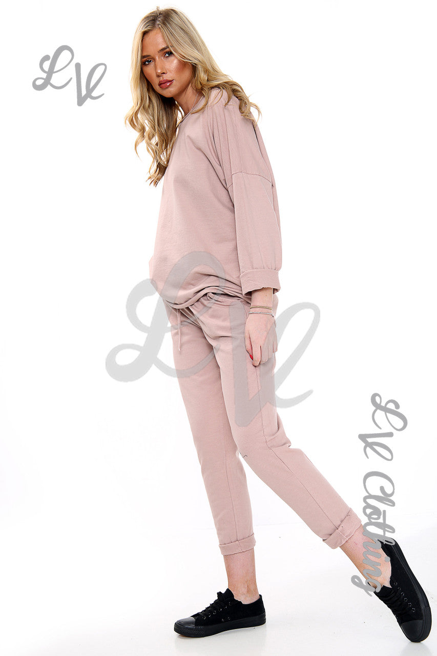 Ladies Plain 2 Piece Co-ord Set Dusty Pink Unit Price £17.99