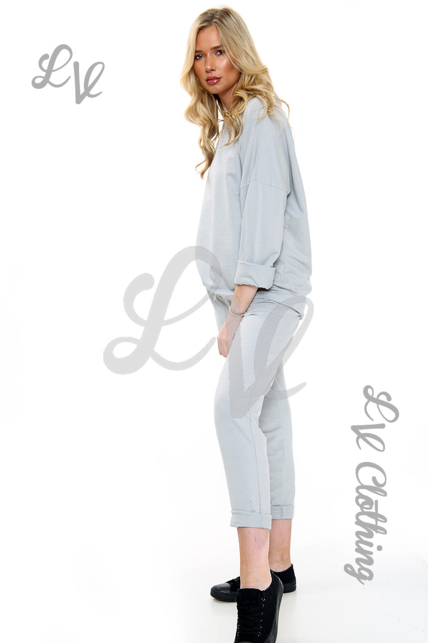 Dames Effen 2-delige Co-ord Set Zilver Stukprijs €17.99