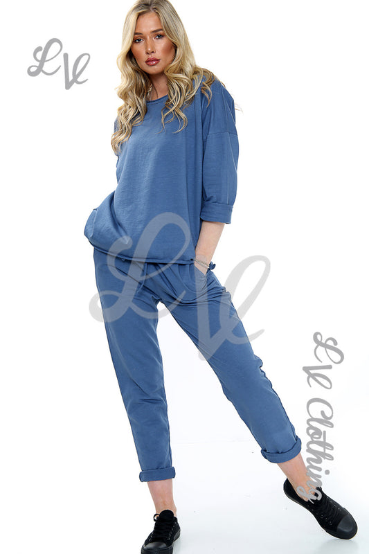 Ladies Plain 2 Piece Co-ord Set Denim Unit Price £17.99