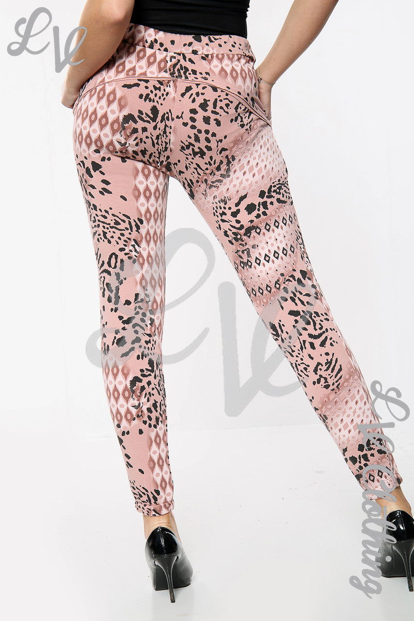 Dames Luipaard Slangenprint Joggingbroek Stoffig Roze Stukprijs £10,99