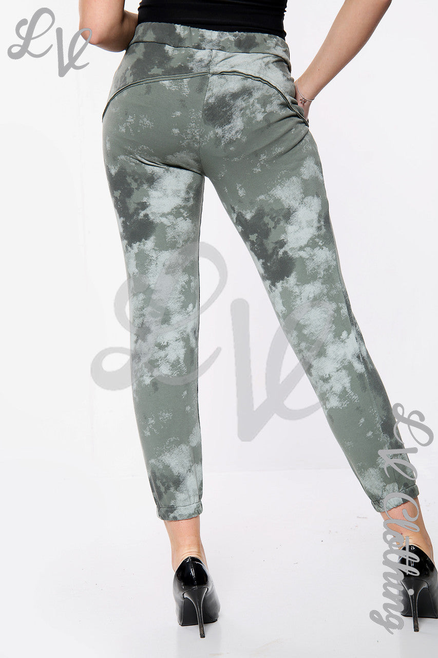 Dames Sky Print Joggingbroek Khaki Stukprijs € 10,99