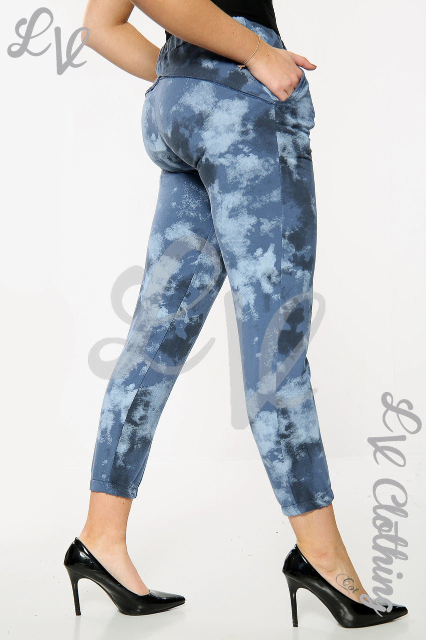 Dames Sky Print Joggingbroek Denim Stukprijs € 10,99