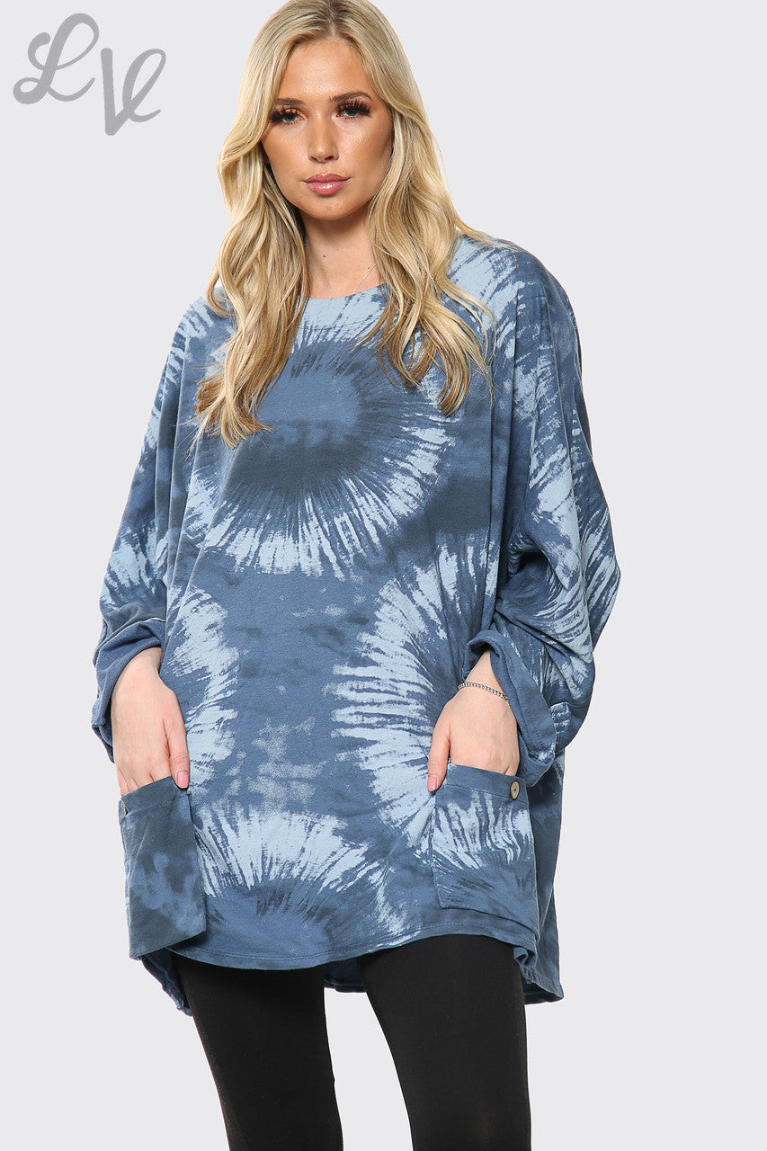 Dames Tie Dye Print Baggy Top Jeans Stukprijs € 11,99