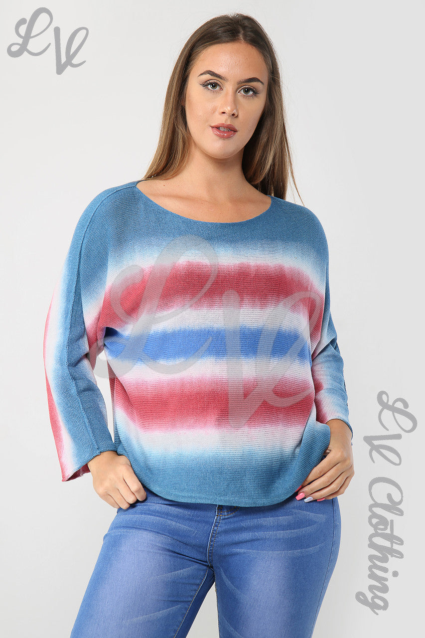 Ladies Tie Dye Fine Knit Top Denim - Unit Price £16.99