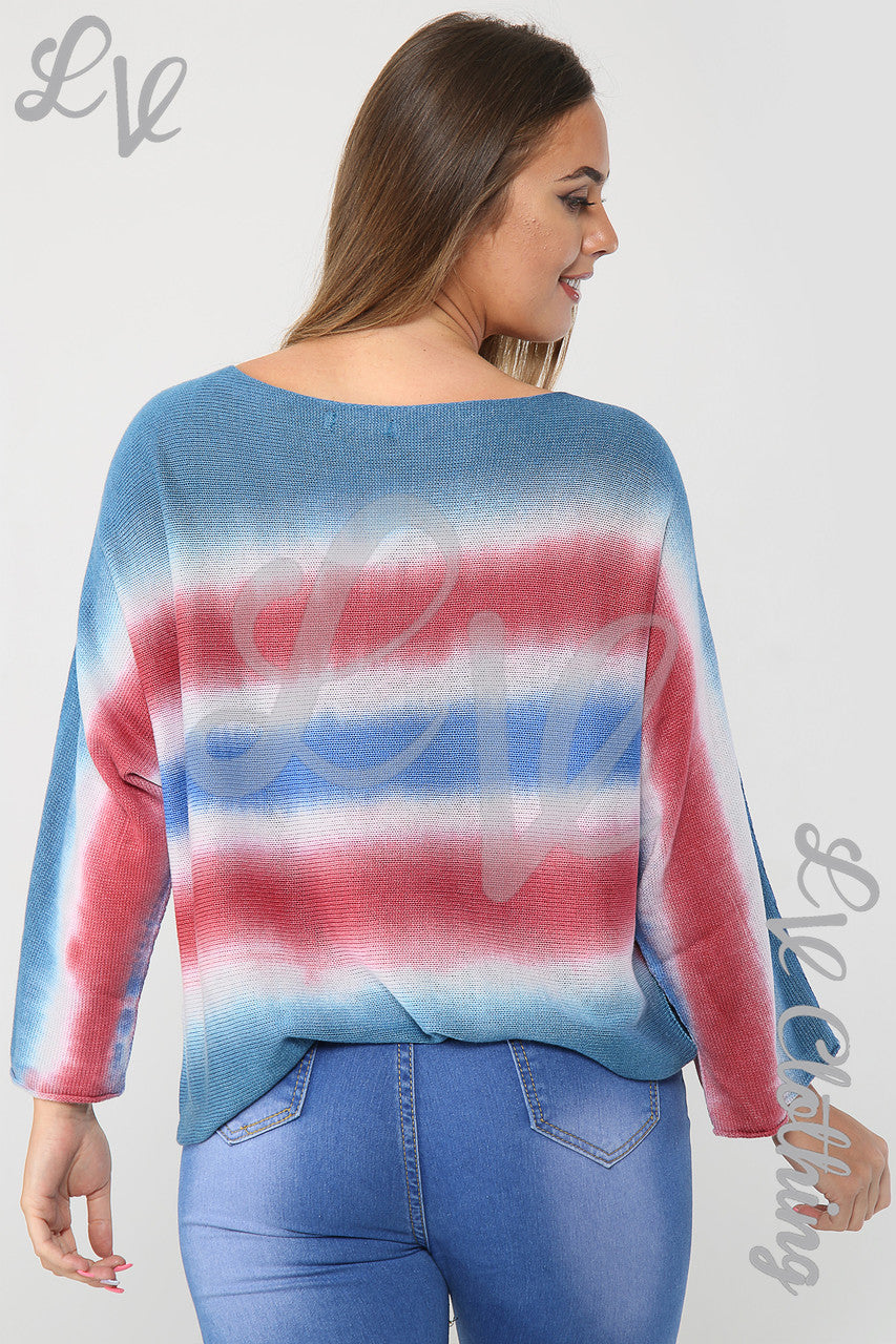 Ladies Tie Dye Fine Knit Top Denim - Unit Price £16.99