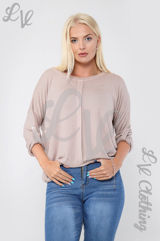Ladies Plain Single Pleat Front Top Dusty Pink - Unit Price £8.99