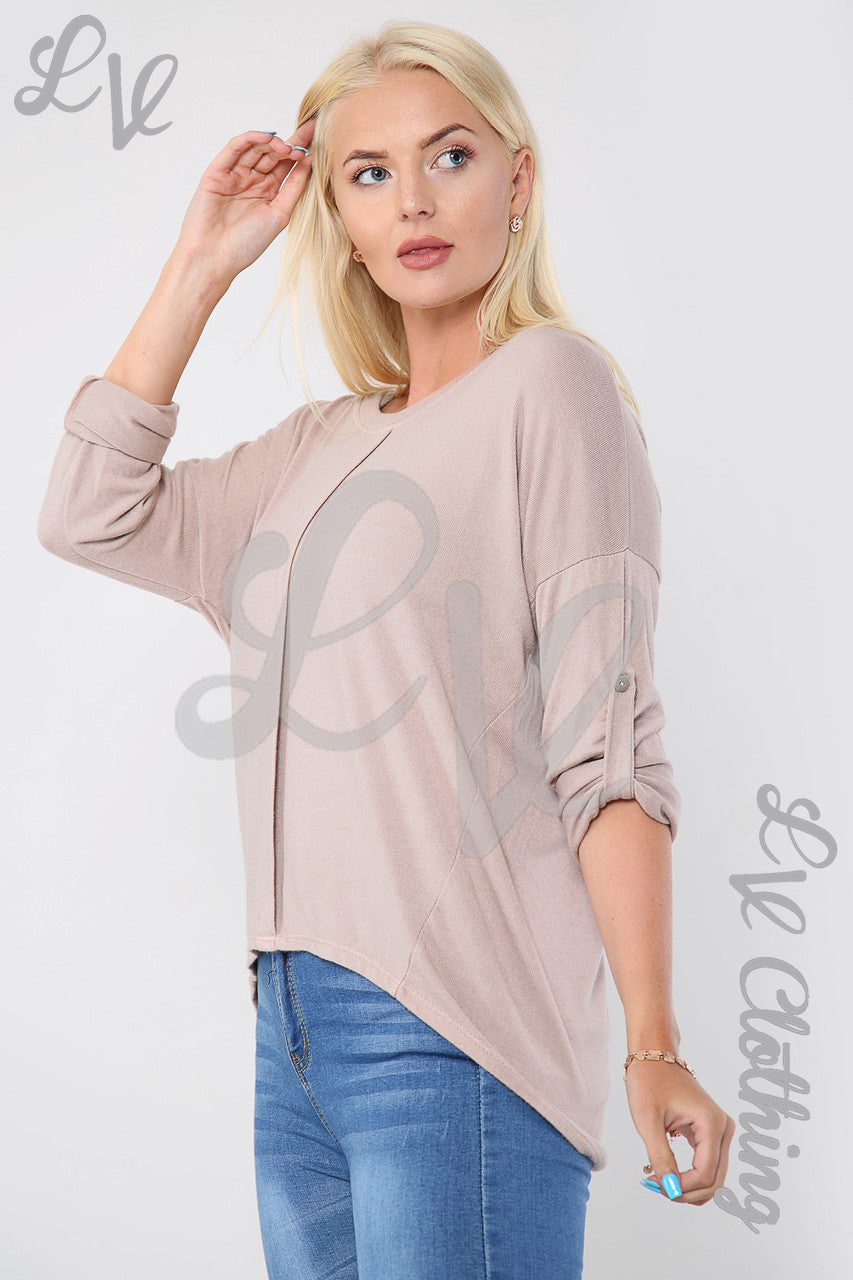 Dames Top Effen Met Enkele Plooistof Roze - Stukprijs €8,99