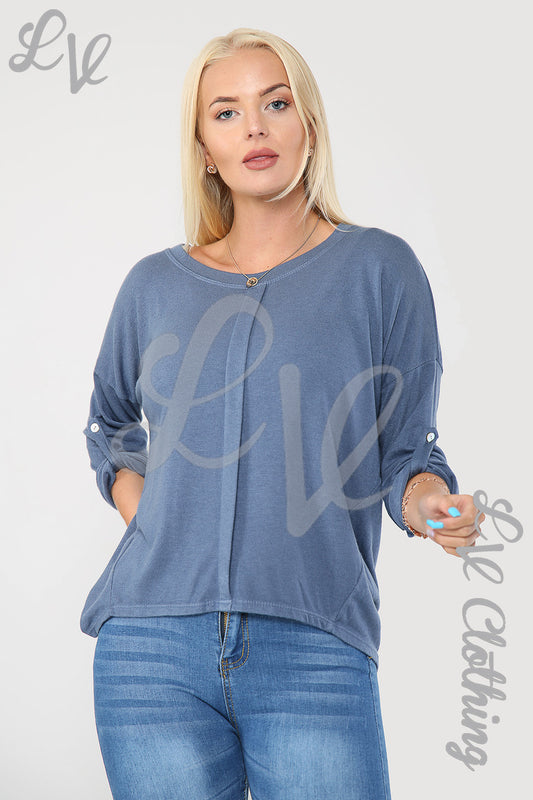 Ladies Plain Single Pleat Front Top Denim - Unit Price £8.99