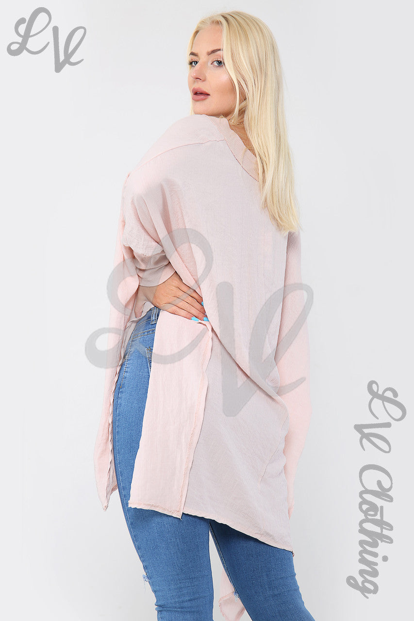 Ladies Love Heart & Cross Graphic Batwing Top Dusty Pink - Unit Price £15.99