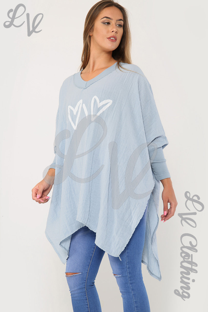 Damesliefde Hart & Kruis Grafisch Vleermuismouw Top Jeans - Stukprijs £9,99