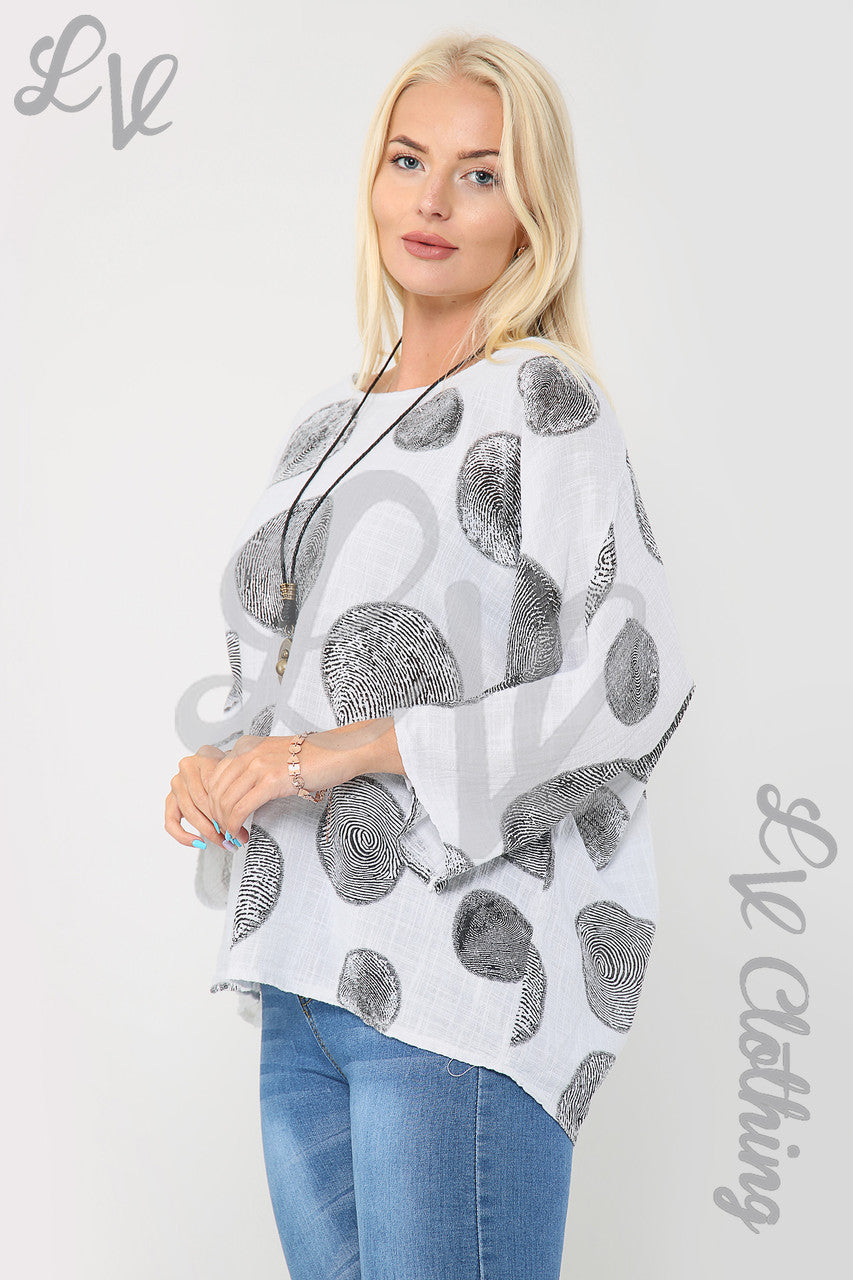 Dames Top met Boomwortelprint en Ketting Wit