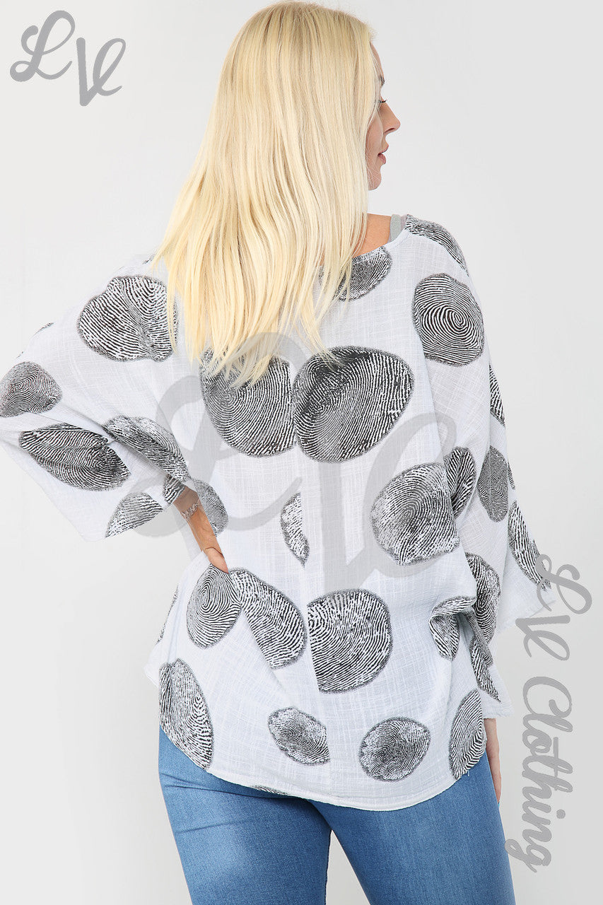 Dames Top met Boomwortelprint en Ketting Wit