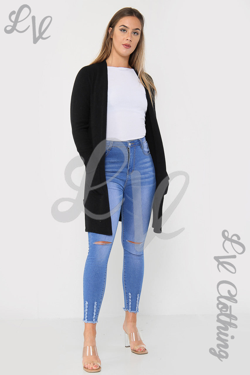 Ladies Plain Knitted Cardigan Black - Unit Price £17.99