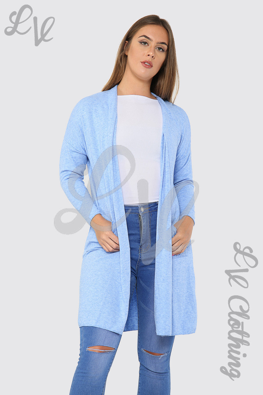 Dames Effen Fijn Gebreid Vest Denim - Prijs per stuk € 13,99