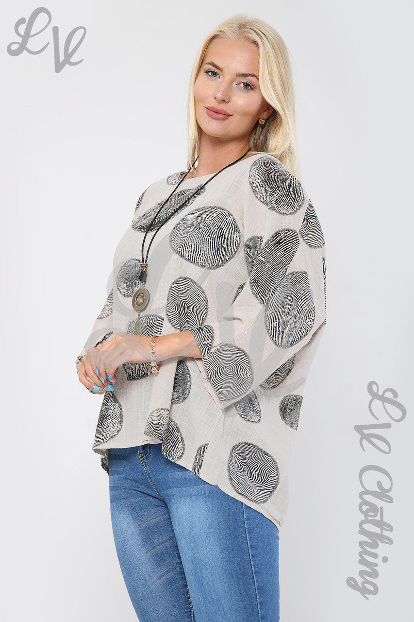 Ladies Tree Root Print Top With Necklace Stone - Unit Price £9.99