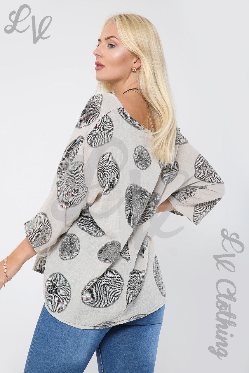 Ladies Tree Root Print Top With Necklace Stone - Unit Price £9.99