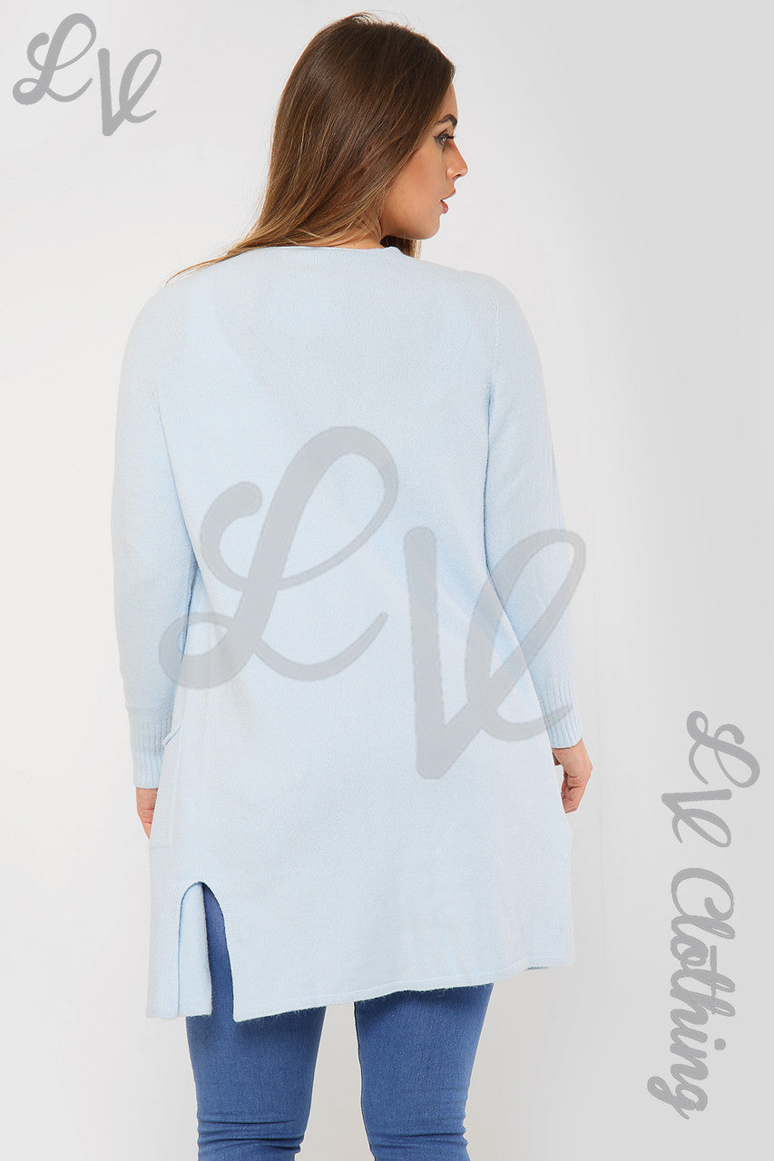 Ladies Plain Knitted Cardigan Light Blue - Unit Price £17.99