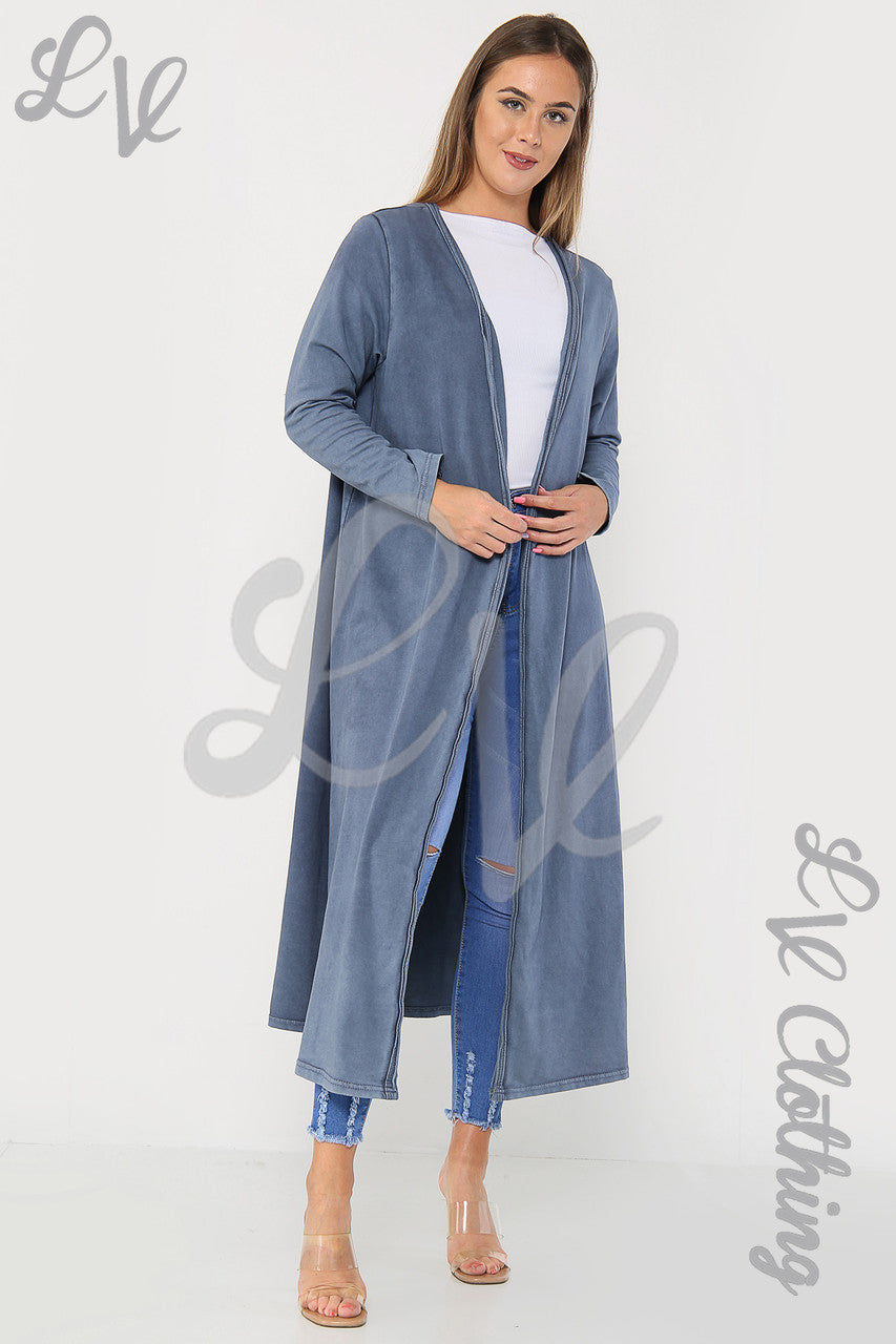Ladies Italian Angel Wings Back Long Maxi Jacket Navy - Unit Price £9.99
