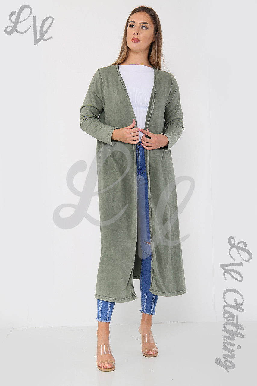 Ladies Italian Angel Wings Back Long Maxi Jacket Khaki - Unit Price £9.99